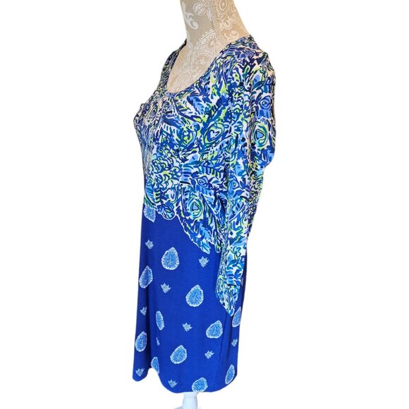 Lilly Pulitzer: NWT 3/4 Sleeve  Beacon T-shirt Dress Twilight Blue size S - Picture 3 of 10